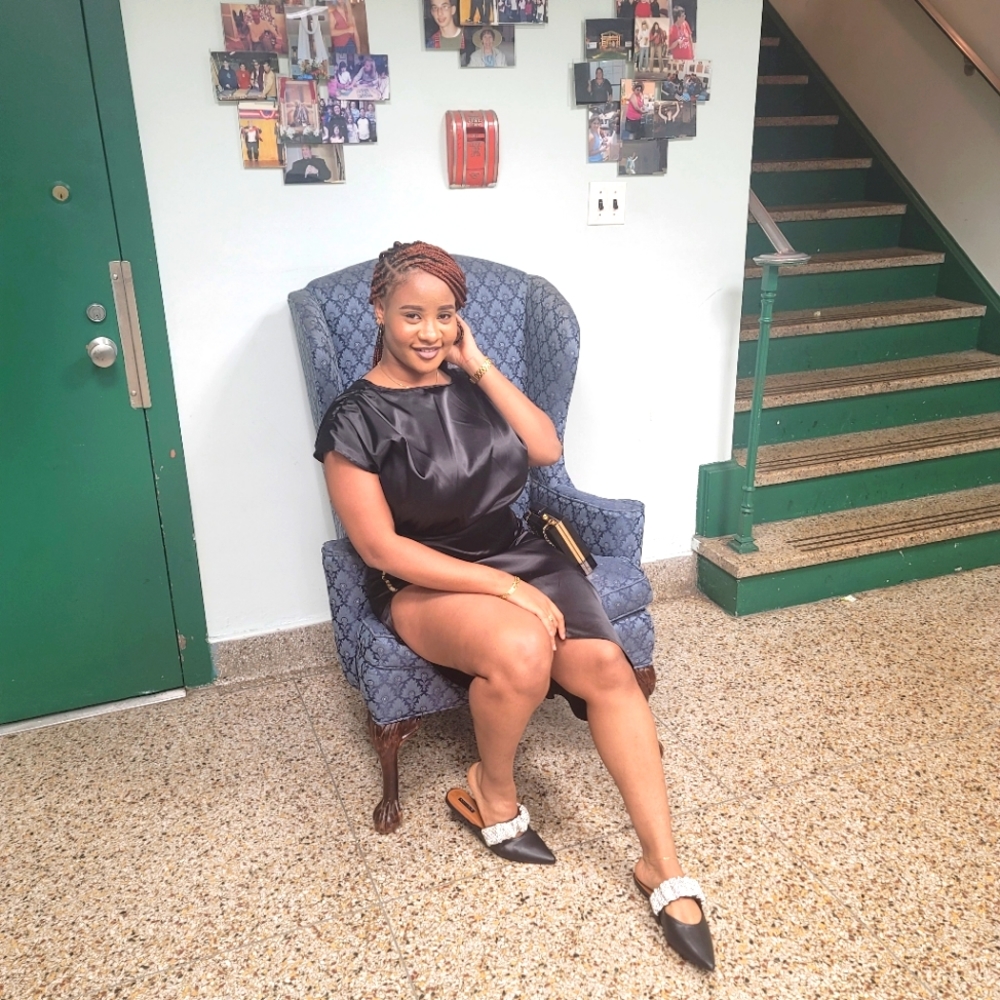 Beautiful black dress with gold lace design at the back